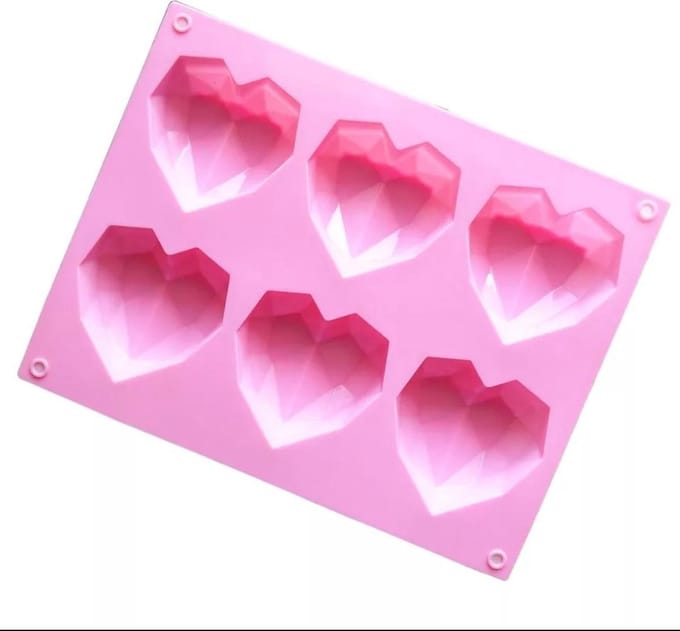 Scoby - Hartjes Bakvorm - Chocolademal - Silicone Mold - 6 Hartjes - 3D Bakvorm - Hartvormig - Roze