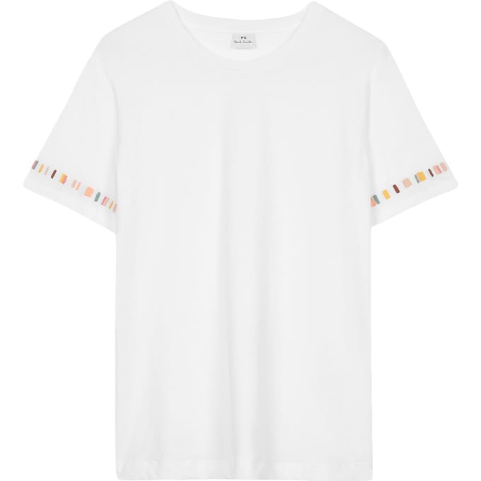 Paul Smith Womens Stripe Sleeve Emb T-shirt White Größe: S | Hemden Outlet | Damen | Weiß