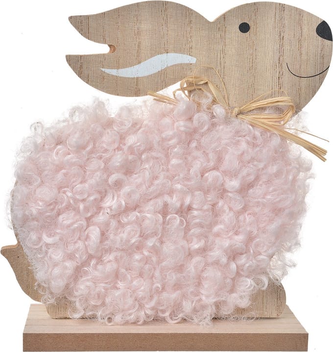 Clayre & Eef Decoratie Beeld Konijn 14x5x17 cm Bruin Roze Hout