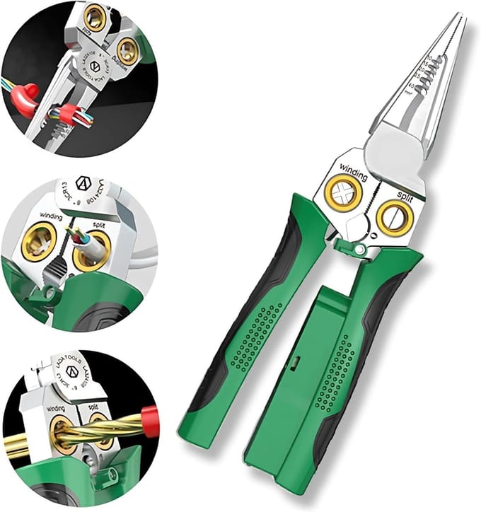 Multifunctionele Tang - Draadstripper Krimper - Elektrisch Werk - 8-in-1 Functies - 290 Gram - Groen