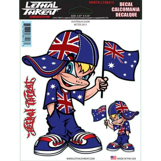 Motorfiets stickers Lethal Threat Australia Dude Lt88413