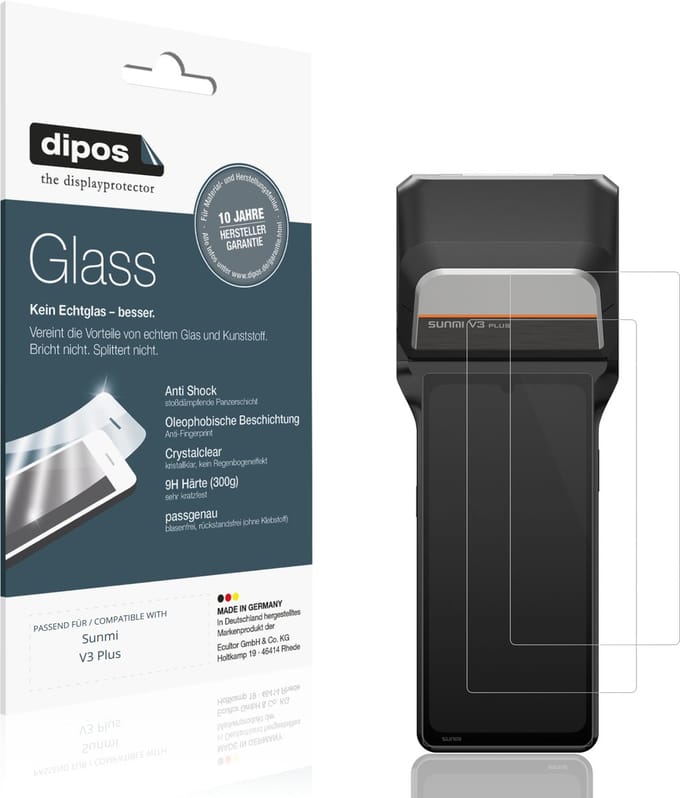 dipos – 2x Pantserfolie geschikt voor Sunmi V3 Plus | 9H Screenprotector