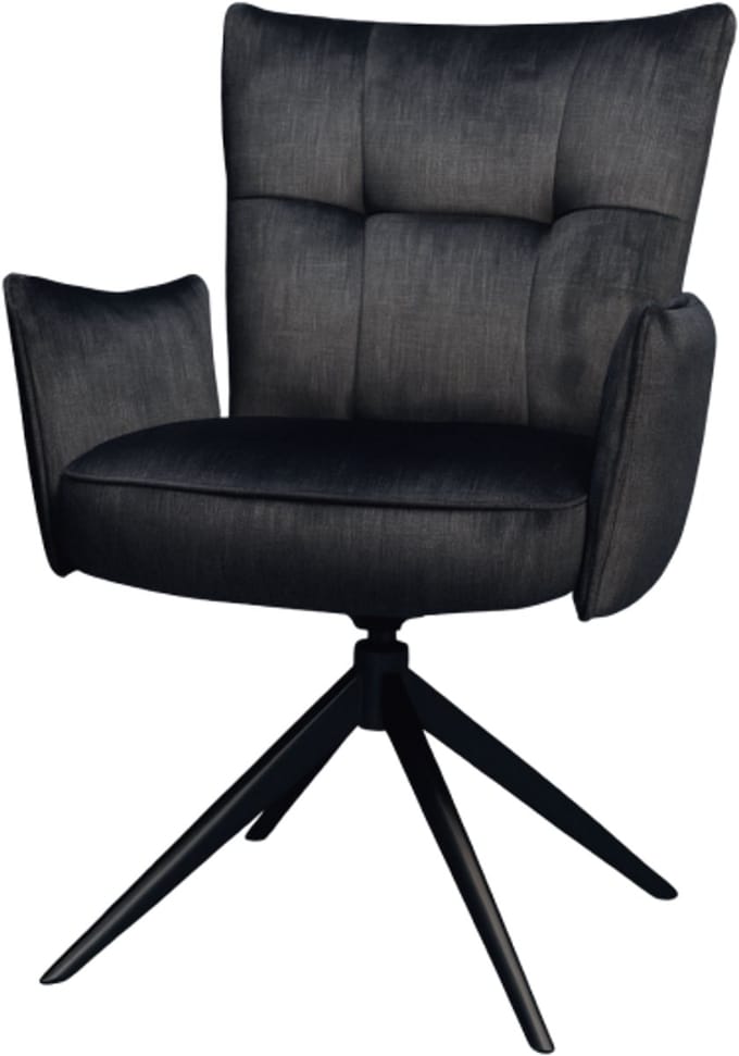 Eetkamerstoel Marit draaibaar - stof Voss Donkergrijs - eetkamerstoelen set van 2