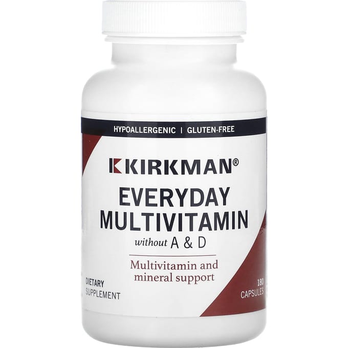 Kirkman Labs, Everyday Multivitamine, A&D-vrij, 180 capsules
