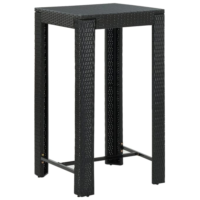 vidaXL - Tuinbartafel - 60,5x60,5x110,5 - cm - poly - rattan - zwart