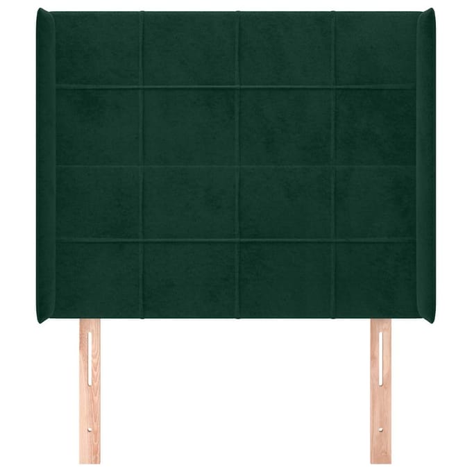 vidaXL - Hoofdbord - met - randen - 103x16x118/128 - cm - fluweel - donkergroen