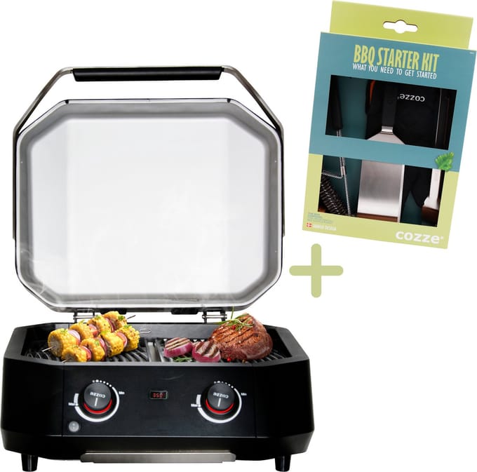 Cozze® E-500 Elektrische Grill met 2 zones 230 V/2100 W - Inclusief gratis BBQ-set