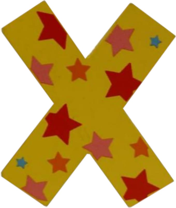 Decoratieletter - X - Hout - 7cm - Geel