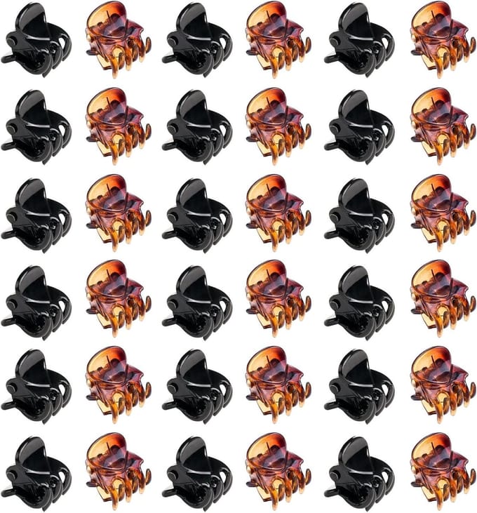 Mini Haarclips Set van 36 Stuks in Zwart en Amber voor Diverse Haarstijlen en Accessoires