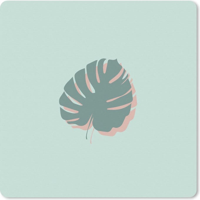 Muismat 20x20 cm - Mousepad Zomer - Monstera - Blauw - Muismatten