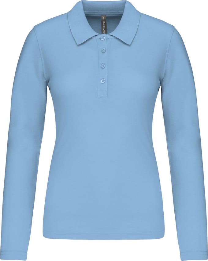 Kariban Piqué-damespolo lange mouwen K257 - sky blue - M
