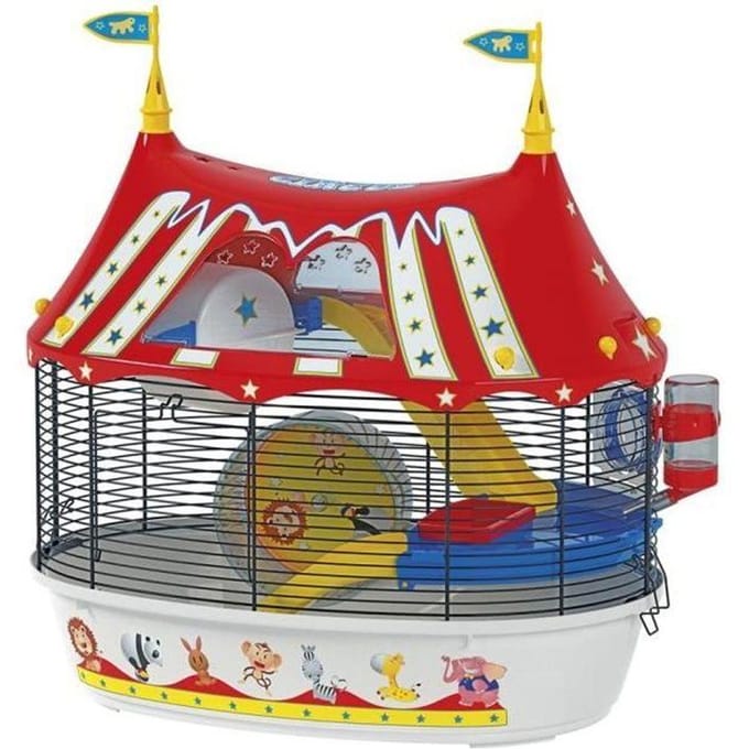 Ferplast Kooi Circus Fun - Hamsterkooi - Wit/Rood - 49,5 x 34 x 42,5 cm