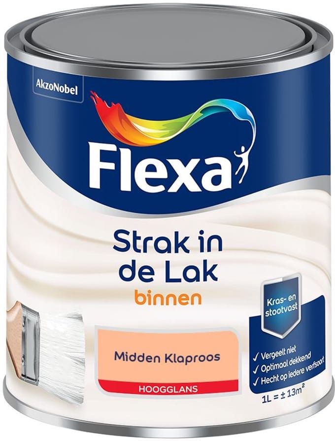 Flexa - Strak In De Lak Binnenlak Hoogglans - Midden Klaproos - Mengverf - 1 L