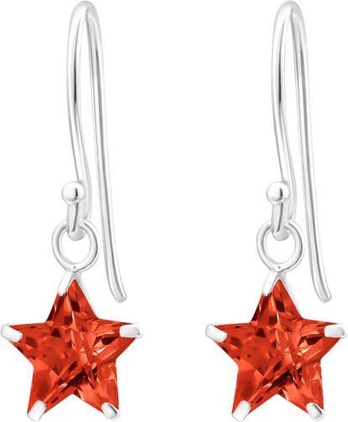 Montebello Oorbellen Ada Orange - 925 Zilver - Ster - ∅8mm - 23mm