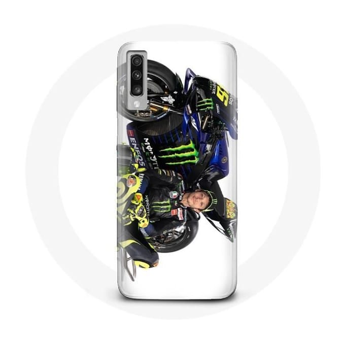 Samsung Galaxy A70 hoesje Valentino Rossi Speed ​​driver witte achtergrond wit