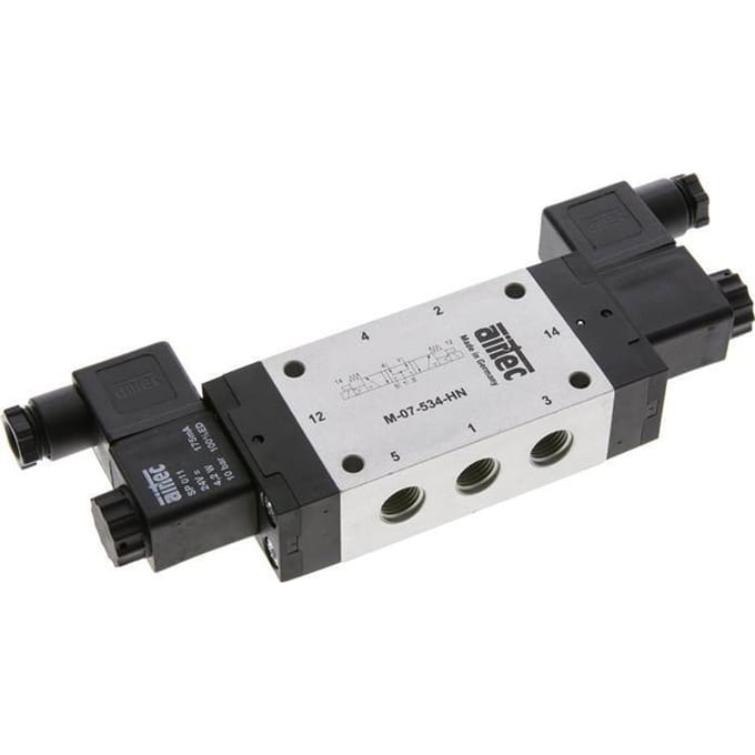 5/3 G1/4'' Middendruk Magneetventiel 24V DC 3-8bar/42-112psi Airtec