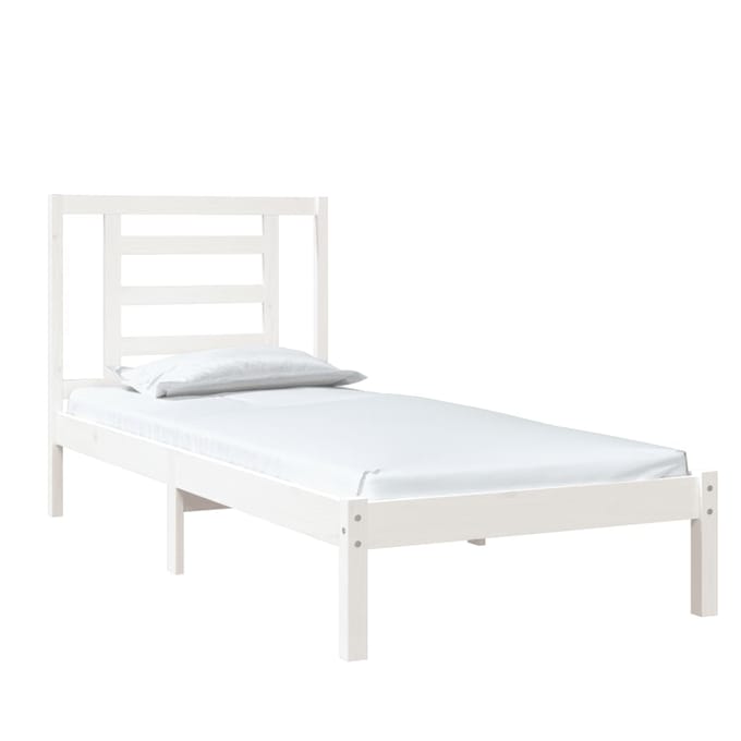 vidaXL - Bedframe - massief - hout - wit - 75x190 - cm