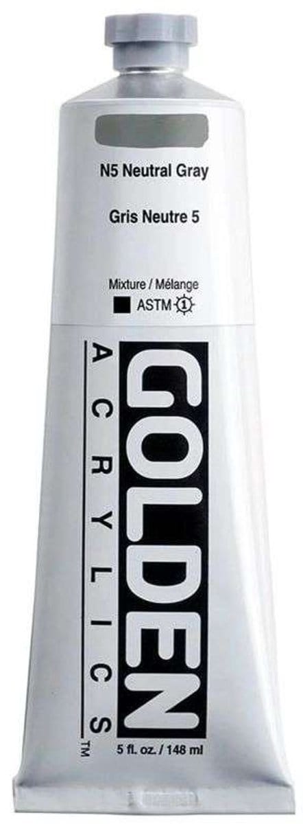 Golden Heavy Body Acrylverf N5 Neutraal Grijs 148 ml
