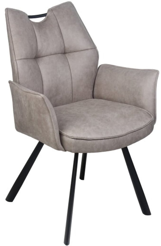 Eetkamerstoel Felien met armleuning Microleder - Beige - eetkamerstoelen set van 2