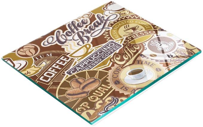 Keukenplank van gehard glas met decoratieve afbeeldingen, caféstijl, 60x52 cm