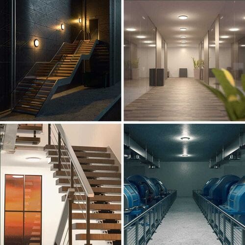 HOFTRONIC LED Bulkhead - Bewegingssensor - Ø25 cm - 12 watt - 1300 Lumen - 3 Lichtkleuren - CCT Switch - IP65 Waterdicht - IK10 - Wit - Plafondlamp
