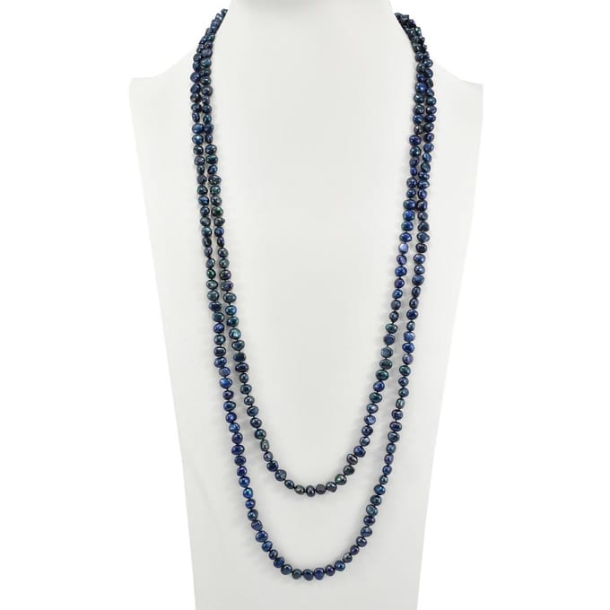 PROUD PEARLS® extra lange barok parelketting in Navy / Blauw