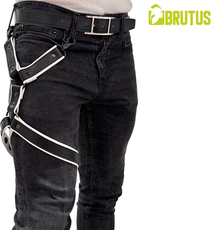 BRUTUS Leather Leg Harness Black-White