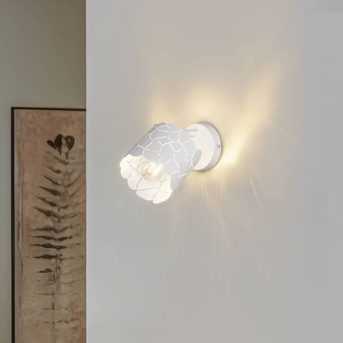 Lindby - wandlamp - 1licht - Metaal - H: 13 cm - E27 - wit