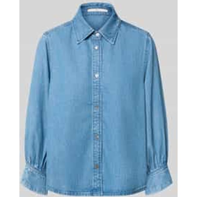 regular fit overhemdblouse van puur lyocell in denimlook
