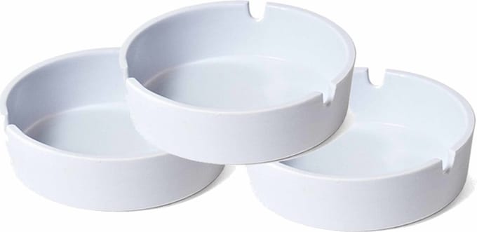 Basic asbakken in het wit - 8x - Dia 10 cm - kunststof - Tafel asbak - buiten - Binnen