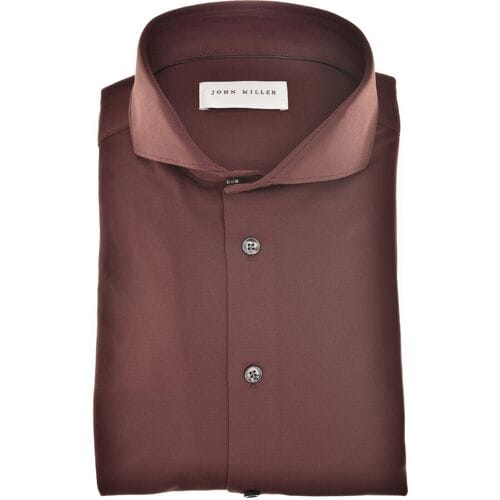 John Miller Overhemd Plain Color Hyperstretch Cutaway Collar Donker Rood / male