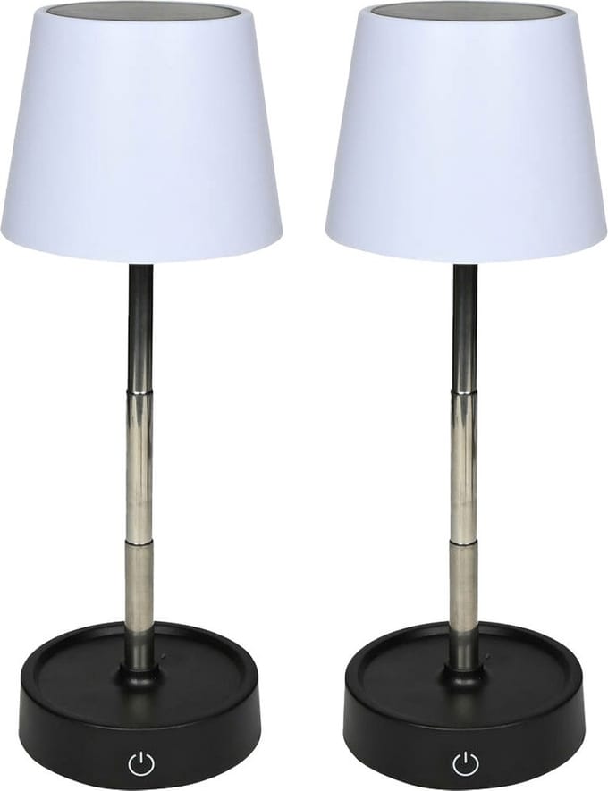 Benson Portable tafellamp LED - 2x - wit - telescopisch - 38 cm - oplaadbaar USB - binnen/buiten