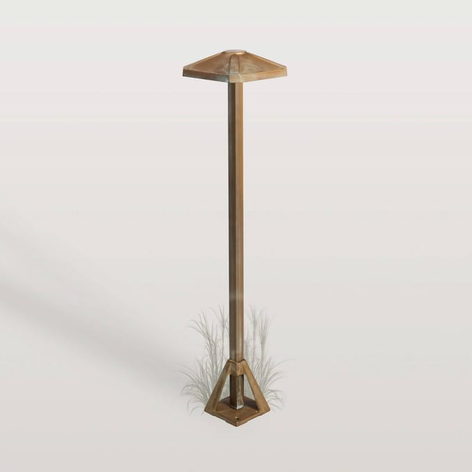 Moretti Luce LED sokkellamp Aura Frame, hoogte 50 cm, antiek messing