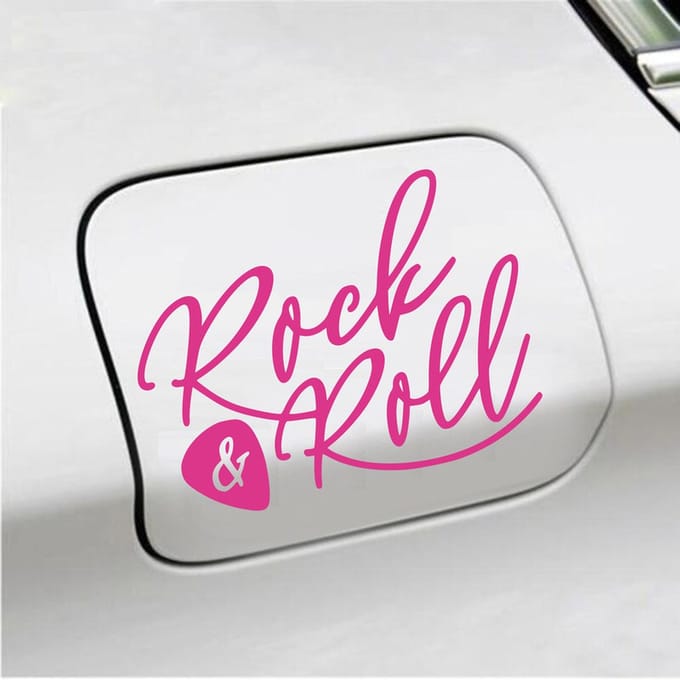 Bumpersticker - Rock & Roll - 11,4 X 14,8 - Roze