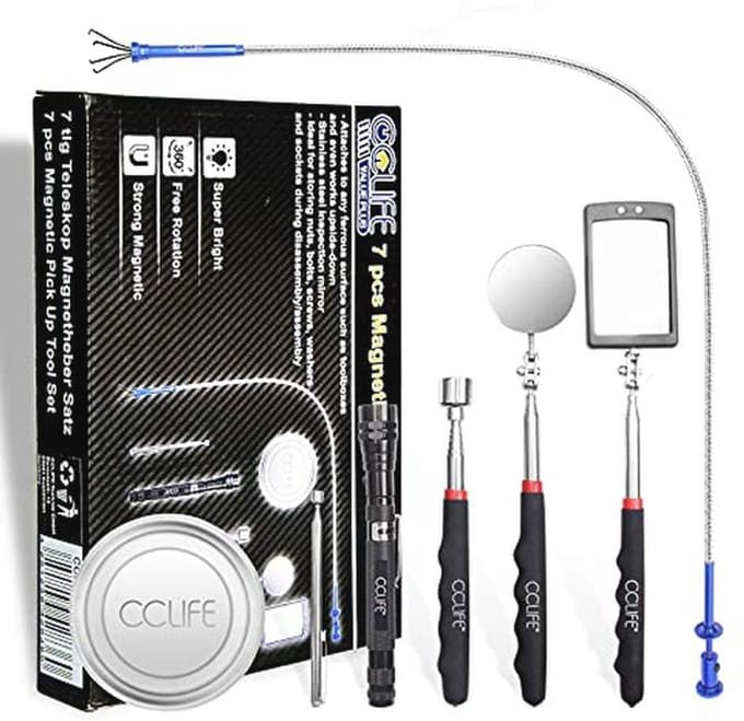 Set van 7 telescopische gereedschapsmagneten met LED