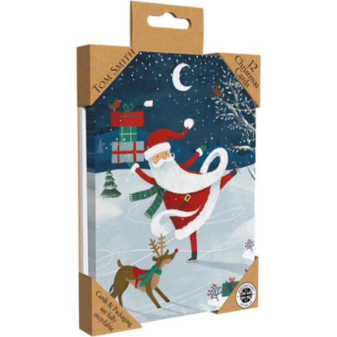 Tom Smith Luxe Kerstkaart Kerstman - 12 stuks