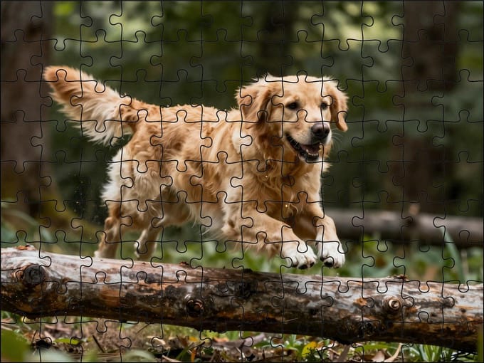 Puzzel Golden Retriever in het bos | 120 stukjes | Dierenpuzzel | Hondenpuzzel