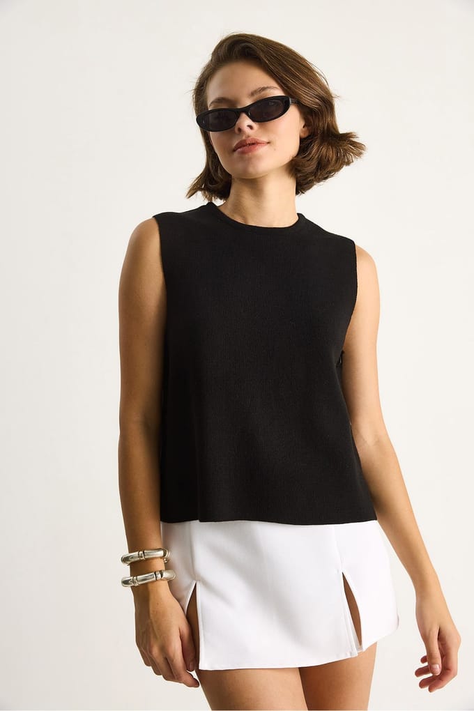 Knop Gedetailleerde Brei Blouse