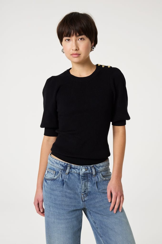 Fabienne Chapot Lillian Short Sleeve Pullover Black Maat: S | Sweaters Outlet | Dames | Zwart