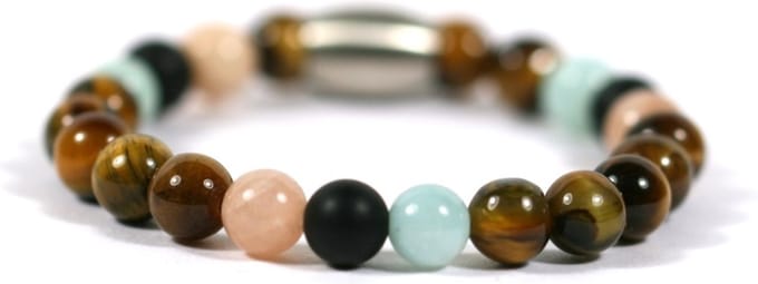 IbizaMen KIDS - jongens - armband - 6mm - edelsteen - mix - 15cm