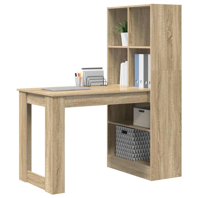 vidaXL - Bureau - Sonoma - Eik - Bewerkt - hout - 122 - x - 67 - x - 145 - cm
