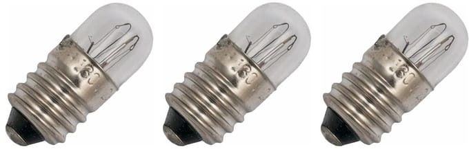 Signaallamp E10 130V 2.6W - 20 mAh - 3 stuks - T9 Gloeilamp Ø9mm - 23mm - 2500K - Dimbaar