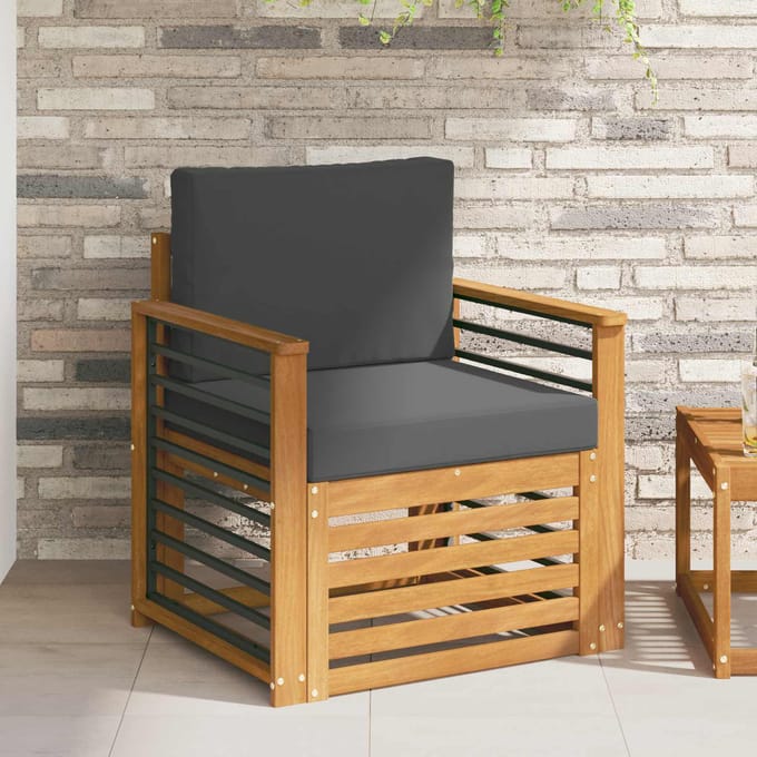 vidaXL - Buiten - bank - set - Massief - Acacia - Hout - en - Polyester
