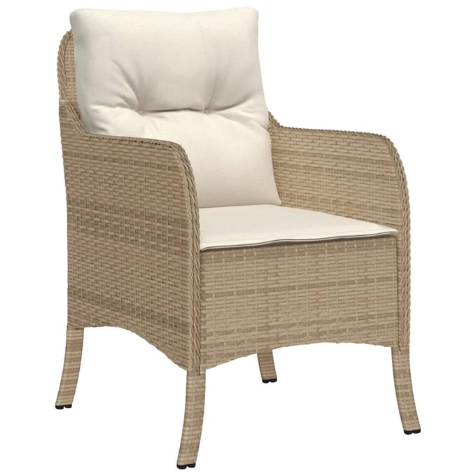 vidaXL - 7-delige - Tuinset - met - kussens - poly - rattan - beige