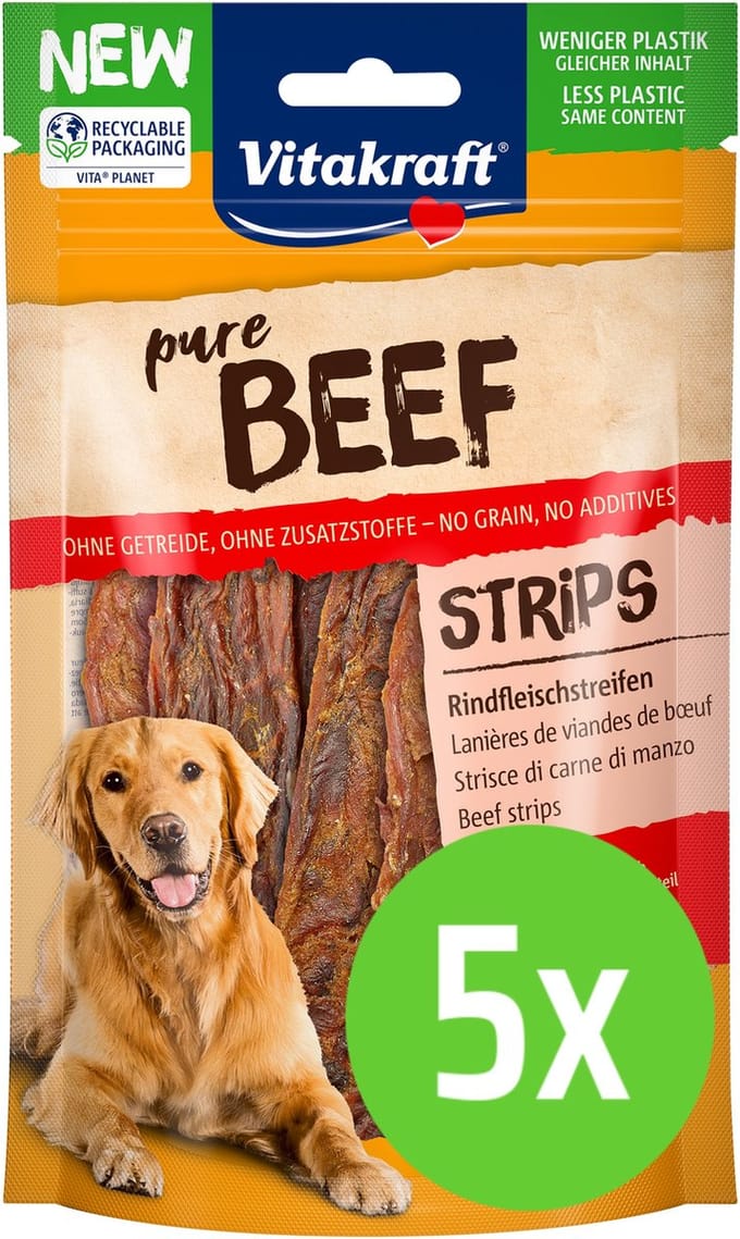 Vitakraft Beef Vleesstrips - hondensnack - 80 gram - 5 verpakkingen
