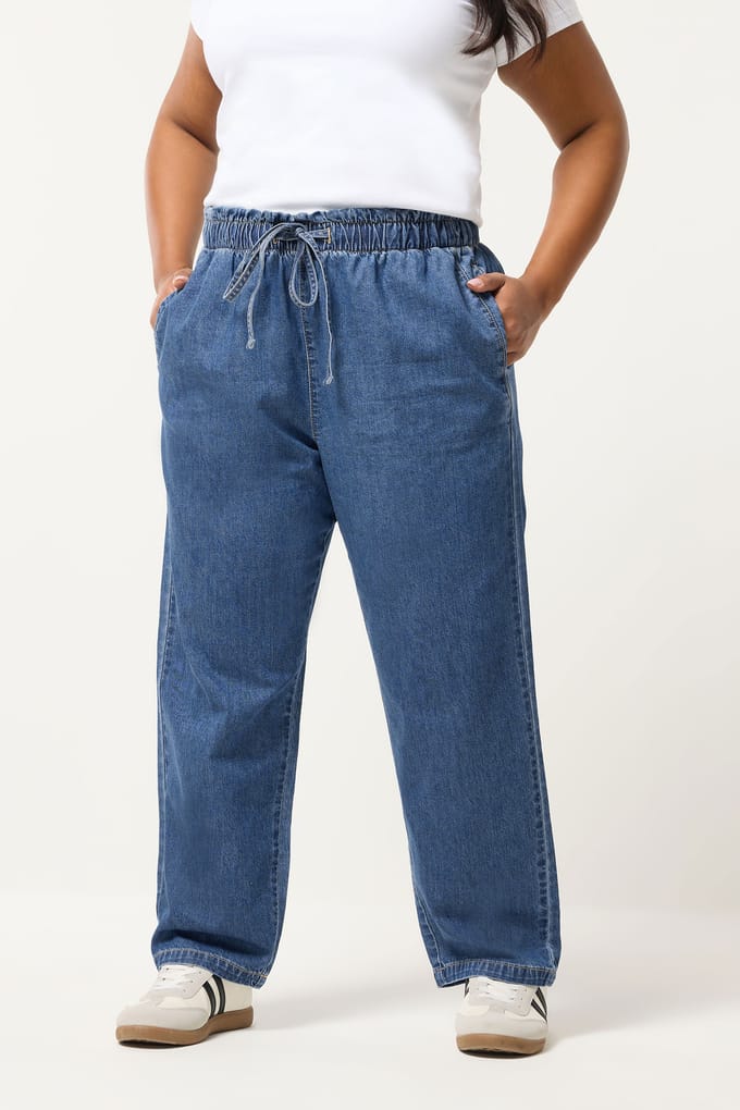 Yours Blauwe Jeans Met Rechte Pijpen En Geplooide Taille Size Short > 50
