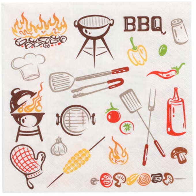 10x 20 Servetten 3-laags 1/4 vouw 33 cm x 33 cm Time for BBQ
