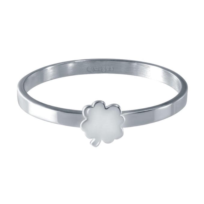 Quiges Stapelring Dames - Vulring Klaver - RVS Zilverkleurig - Maat 19 - Hoogte 2mm