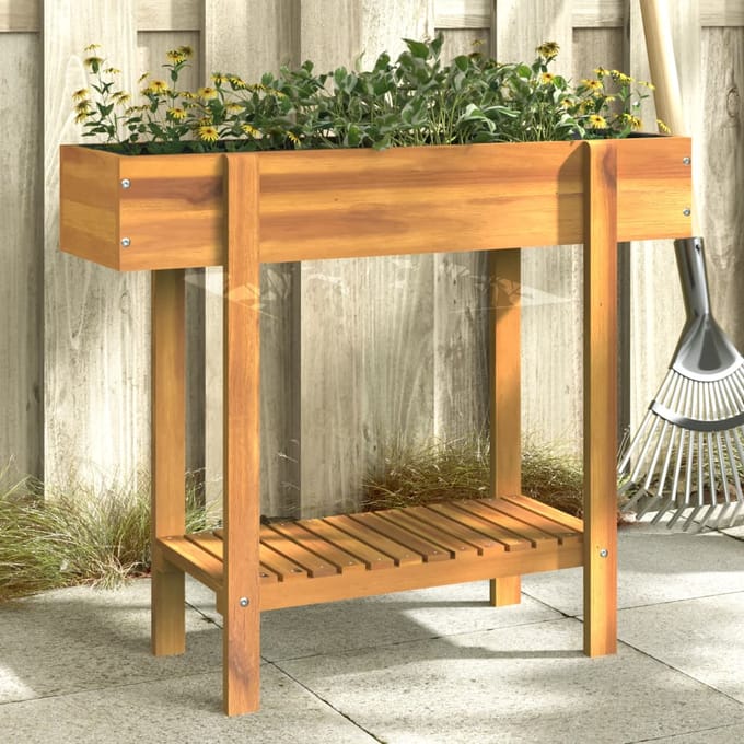 vidaXL - Plantenbak - verhoogd - 90x30x75 - cm - massief - acaciahout