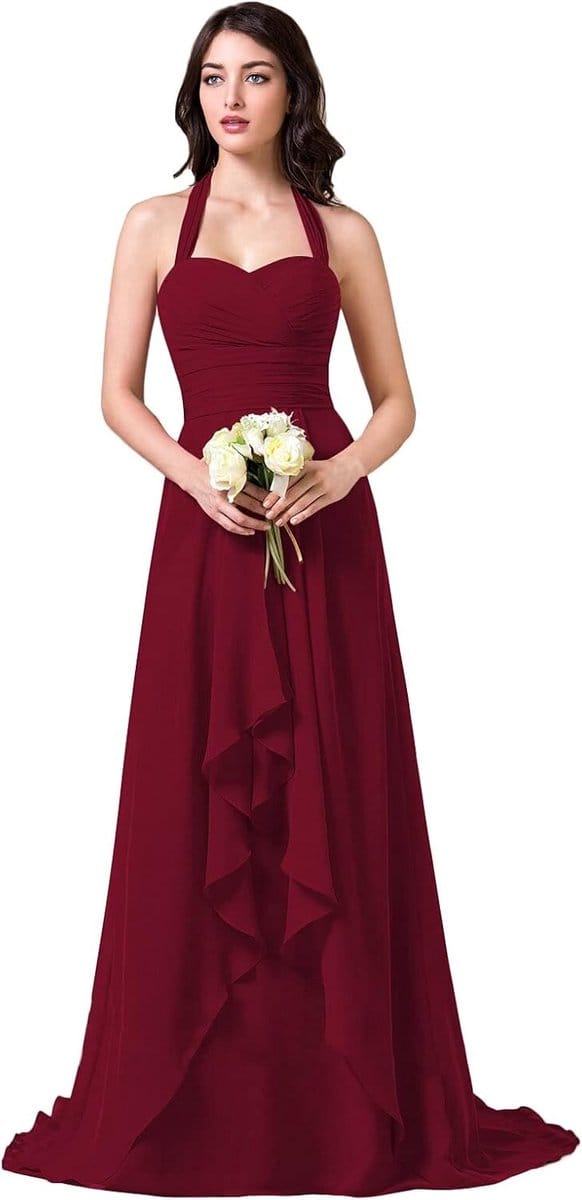 Chiffon Avondjurk Voor Dames met Halterhals - Formele en Feestelijke Gelegenheden